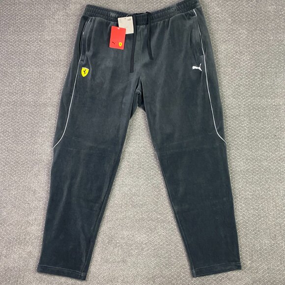 NWT Puma Ferrari Velour Sweat Pants Men's XL Gray MT7 Scuderia Lounge Joggers - Picture 1 of 13